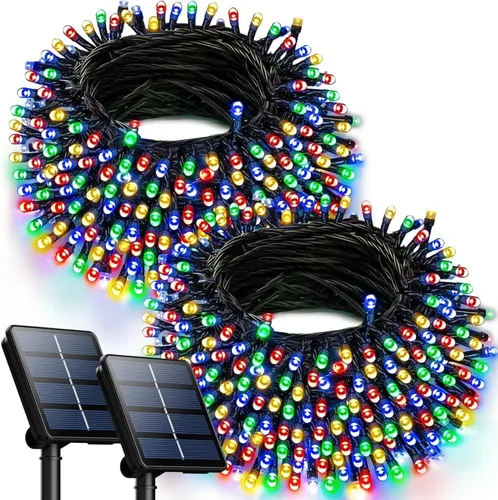 Vista 17 de OZS Paquete de 2 tiras de 240 luces LED solares para exteriores