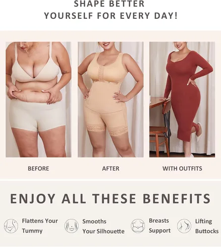 Vista 4 de FeelinGirl Fajas Colombianas Reductoras y Moldeadoras Faja para Mujer Control de Abdomina Faja Posparto Etapa 2 BBL Faja