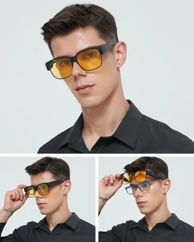 Vista 2 de BIRCEN Ajuste polarizado sobre gafas de sol uso sobre gafas de sol envolventes para hombres y mujeres, protección UV