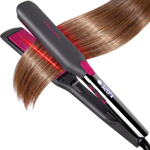 Vista 9 de ELLA BELLA® Plancha plana de titanio para alisar el cabello (con infrarrojos) • Alisador de pelo profesional • Pantalla digital para controlar