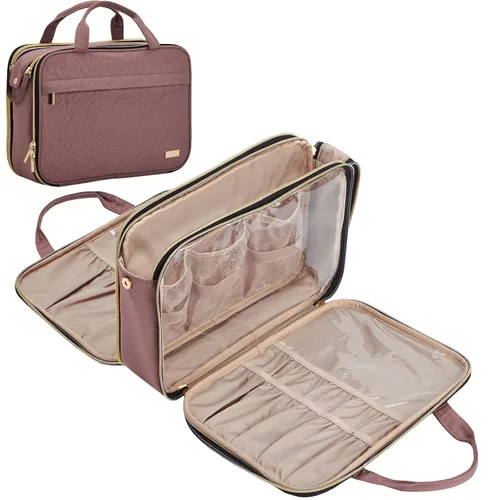 Vista 8 de NISHEL - Neceser de viaje, organizador de maquillaje portátil, bolsa de cosméticos plegable, estuche de viaje para artículos de tocador