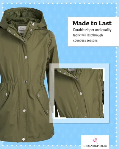 Vista 3 de URBAN REPUBLIC Chubasquero para niña - Chaqueta impermeable cortavientos Slicker Shell (7-16)