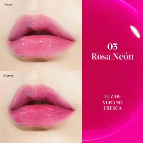 Vista 2 de ETUDE Dear Darling Oil Tint, #3 Neon Pink, Aceite hidratante para labios Rosa neón
