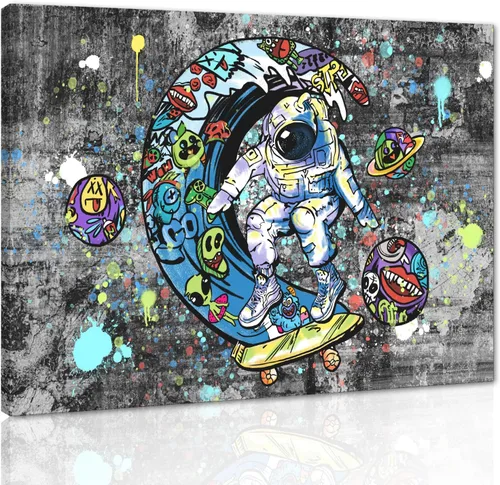 Vista 40 de Arte de pared de graffiti colorido póster impreso en lienzo creativo y moderno, pintura de graffiti de niña nunca te rindas, imágenes inspiradoras