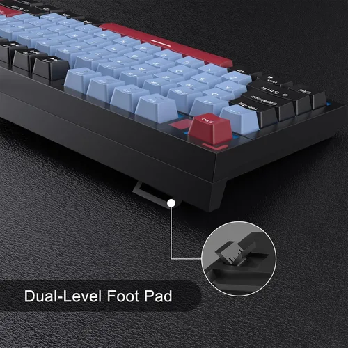 Vista 6 de Teclado mecánico compacto 80% para juegos, teclado mecánico tkl con cable con interruptores marrones, teclado retroiluminado azul hielo 87 teclas