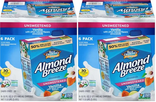 Vista 13 de Almond Breeze Leche de almendras sin lácteos sin azúcar original cajas de 32 onzas, 6