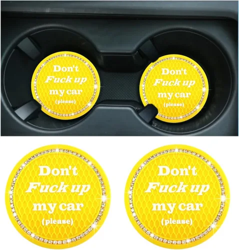 Vista 11 de 2 piezas posavasos brillantes para coche, 2.75 pulgadas insertos antideslizantes para portavasos, posavasos de cristal con diamantes de imitación