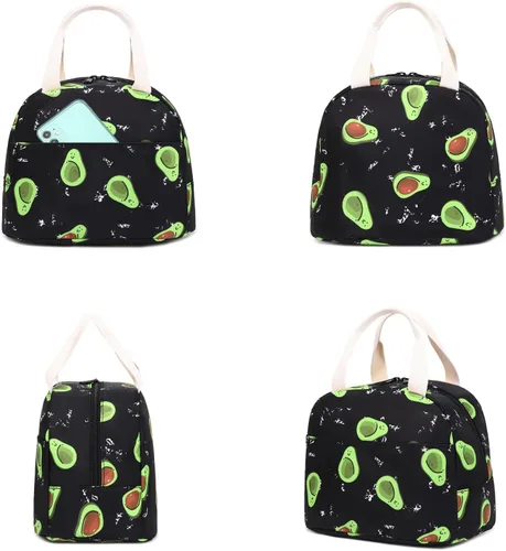 Vista 6 de Lonchera aislada con aguacate para mujeres y niñas, lonchera reutilizable, bolsa de picnic para adultos, niños, escuela, trabajo, viajes