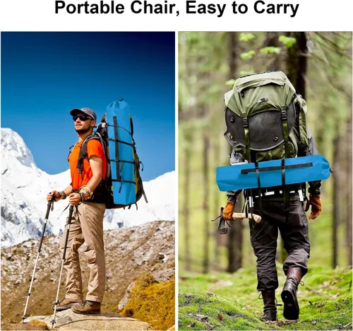 Vista 7 de Sillas plegables de camping colapsables, silla de césped de alta resistencia con bolsa para bebidas, bolsillo de almacenamiento, silla de brazo