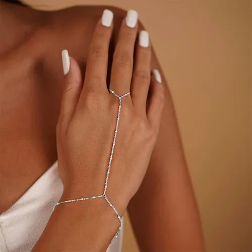 Vista 2 de Hand Chain Bracelet for Women Dainty Gold Bracelets Trendy Ring Bracelet Hand Chain Hand Jewelry Gifts for Women