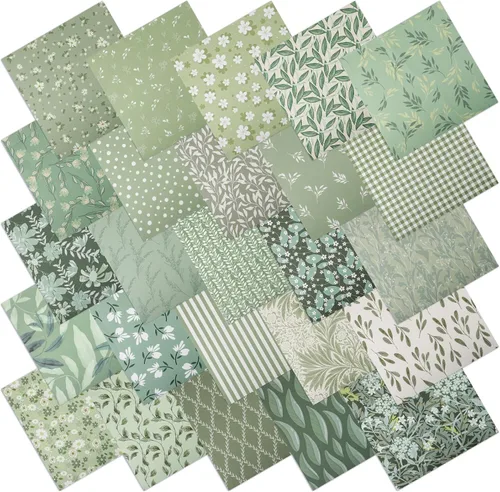Vista 9 de 25 cuadrados de tela de algodón William Morris, 10 x 10 pulgadas, diseño Algodón precortado, 25 patrones florales vintage surtidos, para acolchar