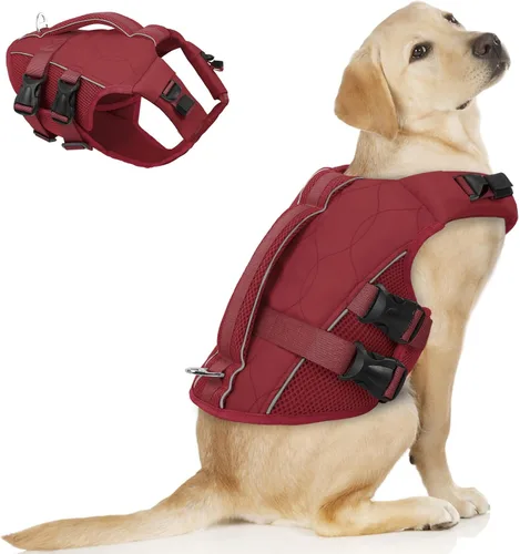 Vista 16 de ASENKU Chaleco salvavidas para perros, chaleco de natación para perros de alta flotación con asas de rescate para perros pequeños, medianos