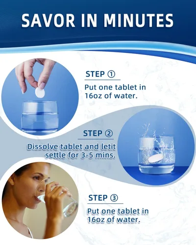 Vista 3 de Tabletas de agua de hidrógeno de 8 PPM para agua potable, tabletas de hidrógeno molecular H2 magnesio apoya el envejecimiento saludable, energía