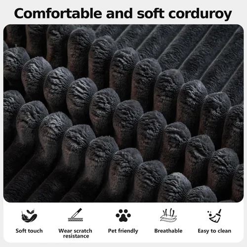 Vista 4 de Sofá modular sin hueso de 134.6 pulgadas para sala de estar, sofá modular de pana en forma de U con diván y almohadas, sofá seccional de 4 asientos