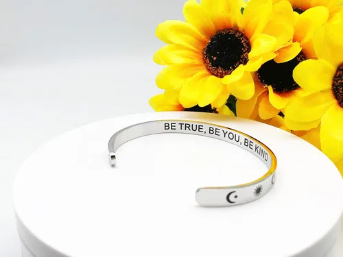 Vista 139 de Pulseras inspiradoras para mujer, joyería de acero inoxidable, con refranes, pulsera motivacional con mensaje oculto, pulseras grabadas para mejor