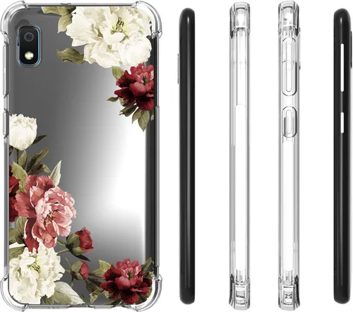 Vista 4 de Funda para Galaxy A10E, funda para teléfono Galaxy A10E con flores, delgada a prueba de golpes, patrón floral transparente, suave, flexible, TPU