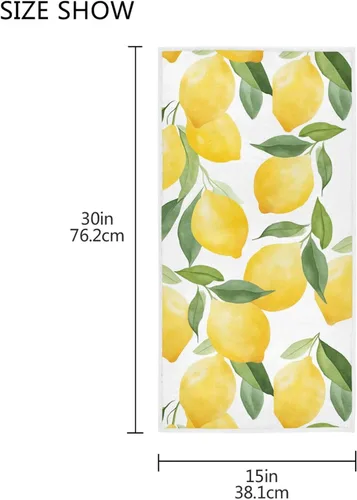 Vista 4 de Pfrewn Toallas de mano de limón fresco de 16 x 30 pulgadas, toalla de baño retro con hojas de limón amarillo, toalla de baño suave y absorbente