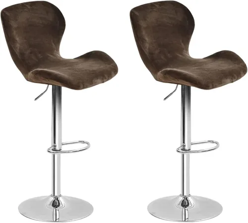 Vista 14 de Paquete de 2 fundas para sillas de bar de altura de mostrador, fundas giratorias de terciopelo para taburetes de bar, fundas elásticas para sillas
