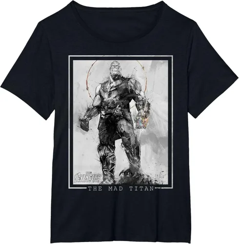Vista 28 de Marvel Avengers Infinity War Thanos Sketch Graphic Camiseta Negro