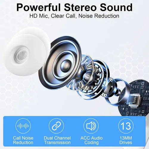 Vista 6 de Auriculares inalámbricos Samsung Bluetooth 5.3 para Samsung Galaxy S26 S25 Ultra/S24/S23/A17/A16/A56/LED con micrófono con cancelación de ruido