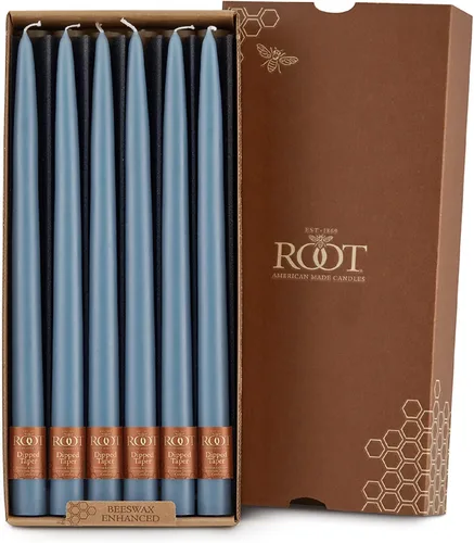 Vista 24 de Root Candles Juego de velas sin perfume de mezcla de cera de abeja de alta calidad, 5 pulgadas, azul Williamsburg, 8 unidades Williamsburg Azul