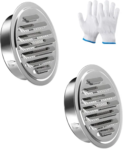 Vista 10 de Rejillas de ventilación de acero inoxidable de 10 cm, HG Power, cubierta redonda con malla de pantalla, rejilla de ventilación de aire para pared