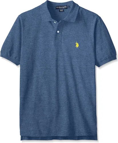 Vista 104 de Polo de piqué de algodón sólido para hombre con pequeño Pony Gris jaspeado