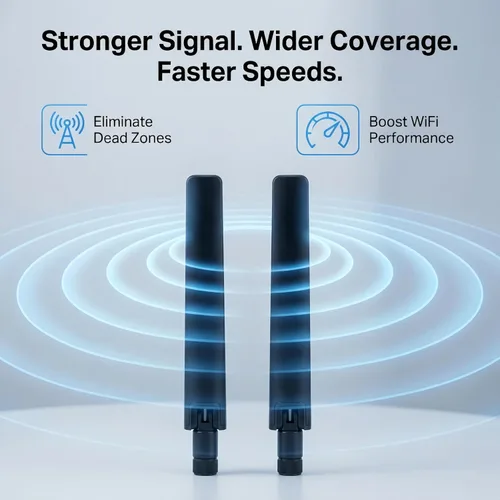 Vista 2 de Antena de tres bandas WiFi 6E 2X 10dBi 2.4GHz/5GHz/5.8GHz de alta ganancia MIMO RP-SMA macho para enrutador WiFi, tarjeta PCIe, adaptador