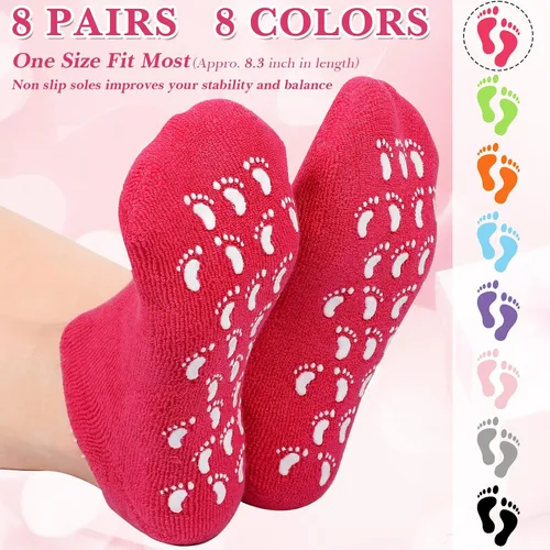 Vista 3 de 8 pares de calcetines de gel hidratante para talón seco agrietado, calcetines hidratantes de gel de spa, cuidado de pies, antideslizantes, loción