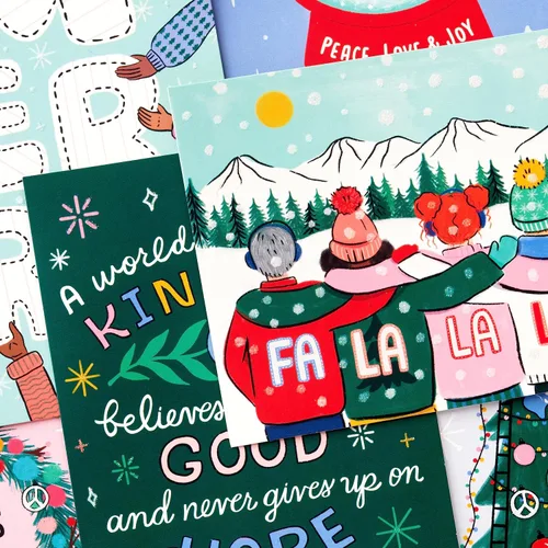 Vista 6 de Hallmark - Tarjetas navideñas en caja de colores (24 tarjetas y sobres) Esperanza, Unidad, Bondad