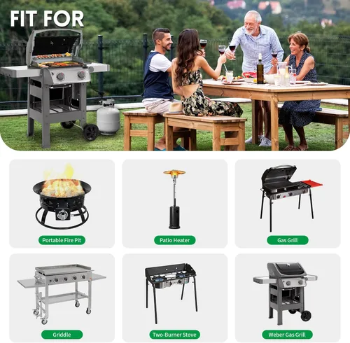 Vista 6 de GasSaf 91 cm para Kit de Manguera y Regulador Weber, Manguera de Regulador de Gas Adecuada para Pieza de Reemplazo de Parrilla Weber Spirit/Spirit