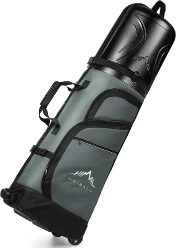 Vista 10 de UNIHIMAL Bolsa de viaje de golf con funda rígida de PC, tela Oxford resistente 1680D, bolsas de viaje para aerolíneas con ruedas, resistente al