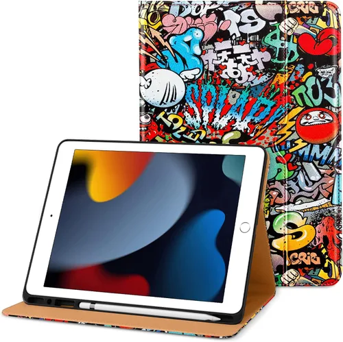 Vista 30 de DTTO Funda para iPad de 9ª/8ª/7ª Generación de 10.2 Pulgadas 2021/2020/2019, Funda de Soporte Folio Empresarial de Cuero Premium con Soporte