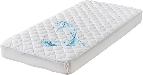 Vista 2 de Protector de colchón acolchado impermeable tamaño individual para colchón de aire, suave y silencioso, con bolsillo elástico, color blanco