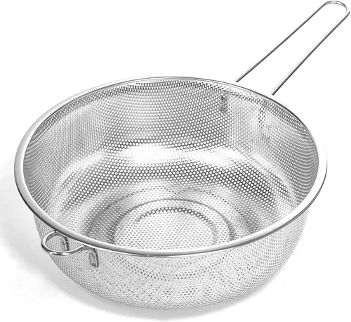 Vista 8 de Colador de malla fina de metal y colador para cocina con asa, colador de pasta de acero inoxidable/embudo de cocina/colador/colador para colar/lavar