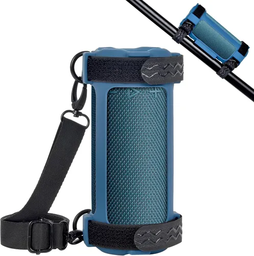Vista 12 de Cubierta de silicona para JBL Grip Altavoz Bluetooth compacto, estuche de transporte portátil con correa de hombro desmontable ajustable para Negro