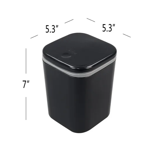 Vista 2 de Zopnny Mini cubo de basura de mesa de 0.5 galones/1.9L con tapa desplegable, papelera de escritorio para encimera de baño, tocador, café u oficina
