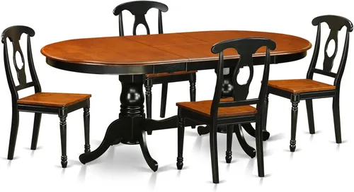 Vista 16 de East West Furniture PLKE5-BCH-LC - Juego de muebles de comedor de 5 piezas, incluye una mesa de cocina ovalada con hoja de mariposa y 4 sillas