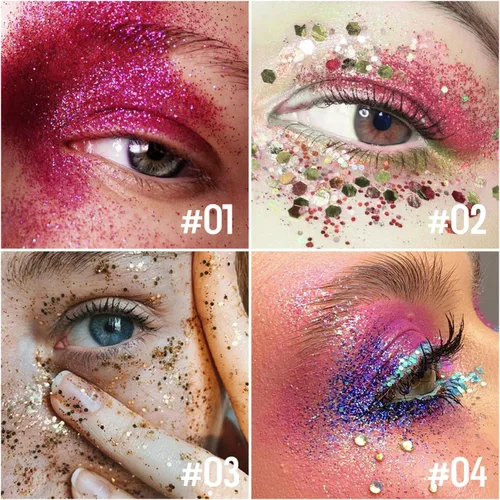 Vista 3 de KYDA Barra de purpurina corporal, gel grueso con purpurina para rostro y cabello corporal, pintura holográfica brillante de lentejuelas de sirena