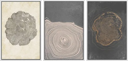 Vista 219 de SIGNWIN Lienzo enmarcado para pared, juego de arte neutro de bosque brumoso, ilustraciones en tono tierra, arte moderno, decorativo, bohemio