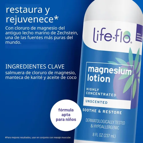 Vista 2 de LIFE-FLO Loción de magnesio - Loción de magnesio altamente concentrada para niños y adultos - Calma los músculos y las articulaciones cuando se