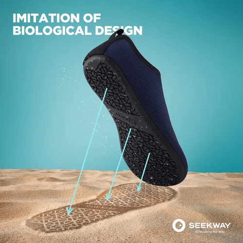 Vista 2 de SEEKWAY Water Shoes Quick-Dry Aqua Socks Barefoot Slip-on for Beach Pool Swim River Yoga Lake Surf Women Men Black SK001