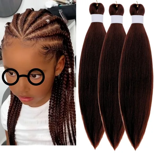 Vista 120 de Cabello trenzado para niños preestirado de 16 pulgadas, color negro para niños, trenzas sin nudos