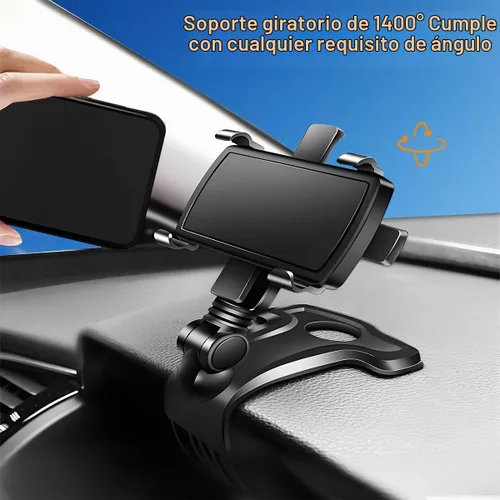 Vista 3 de Soporte de teléfono para automóvil, rotación de 1400 grados, soporte de clip para teléfono celular, multifuncional para interior de automóvil
