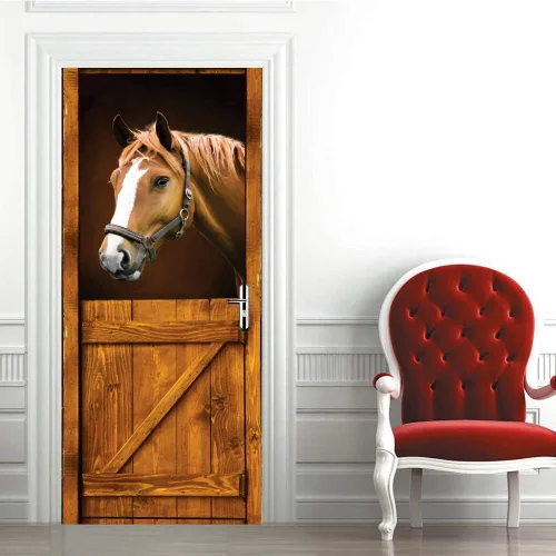 Vista 143 de Calcomanías 3D para puerta, murales para despegar y pegar, papel tapiz de caballo, calcomanías autoadhesivas extraíbles de PVC, impermeable, póster