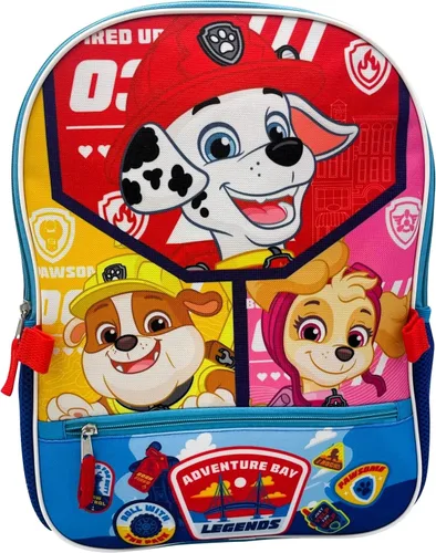 Vista 5 de Fast Forward Mochila desplegable con licencia para niños de 16 pulgadas con lonchera (Paw Patrol-Boy)