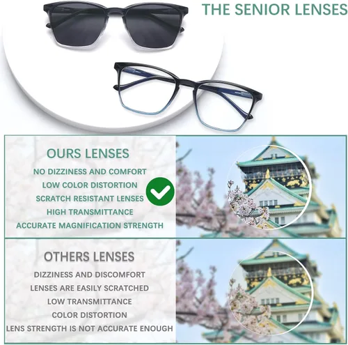 Vista 5 de COJWIS 3 packs Progressive Multifocus Reading Glasses for Women Blue Light Blocking Reading Glasses Spring Hinge Readers