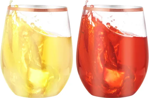 Vista 10 de SUT Copas de vino de plástico, copas de vino de Navidad de plástico, vasos de plástico, copas de vino desechables, vasos desechables, copas de vino