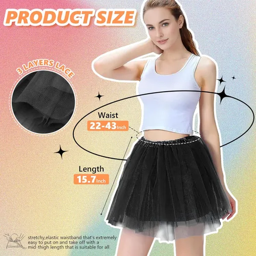 Vista 2 de Tutús para mujeres adultas, faldas de tul tutú para mujeres, disfraces para mujeres, 3 capas, faldas tutú para niñas, adolescentes, Halloween, correr
