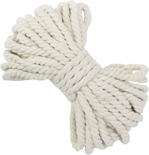Vista 13 de Cuerda de macramé de 0.197 in x 22 yardas, cuerda gruesa de hilo de algodón natural, cuerda de colores para colgar plantas de macramé, para colgar